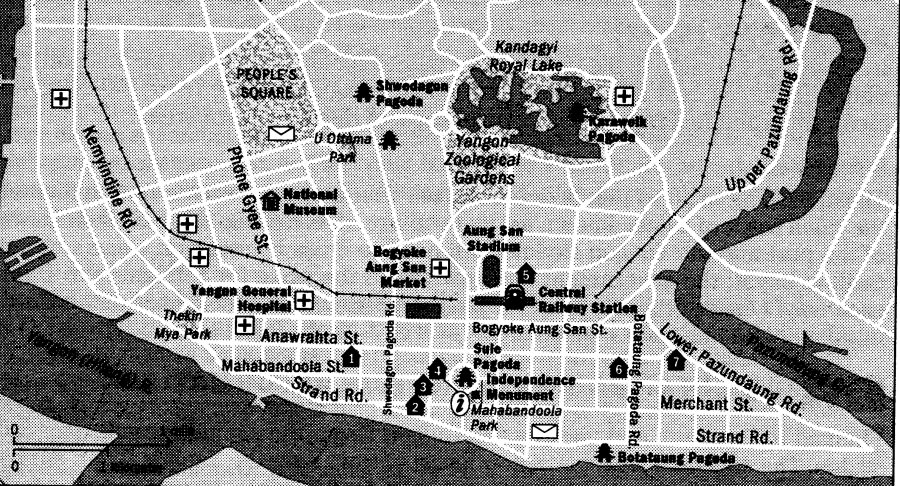 Map of Rangoon ( Yangon ) - capital city of Myanmar