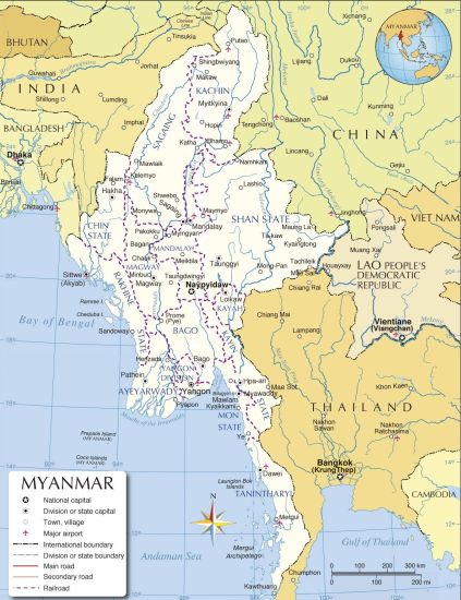 Map of Myanmar ( Burma )