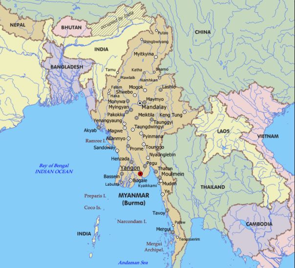 Map of Myanmar ( Burma )