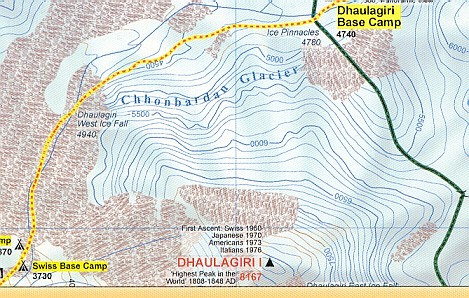 Dhaulagiri Base Camp - Chonbarden Glacier access route