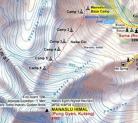 Manaslu - ascent route map