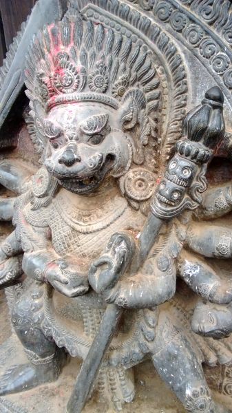 Sardul idol at Nyatapola Temple in Bhaktapur