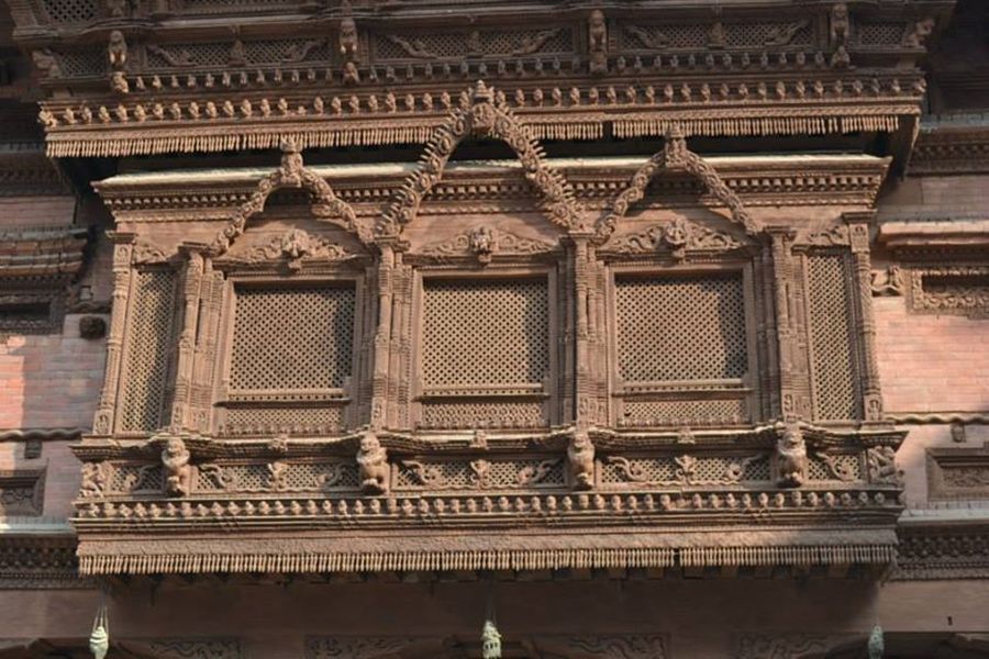 Carved wooden window in Bhaktapur