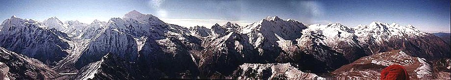 Langshisa Ri, Ganshempo and Dorje Lakpa from Yala Peak