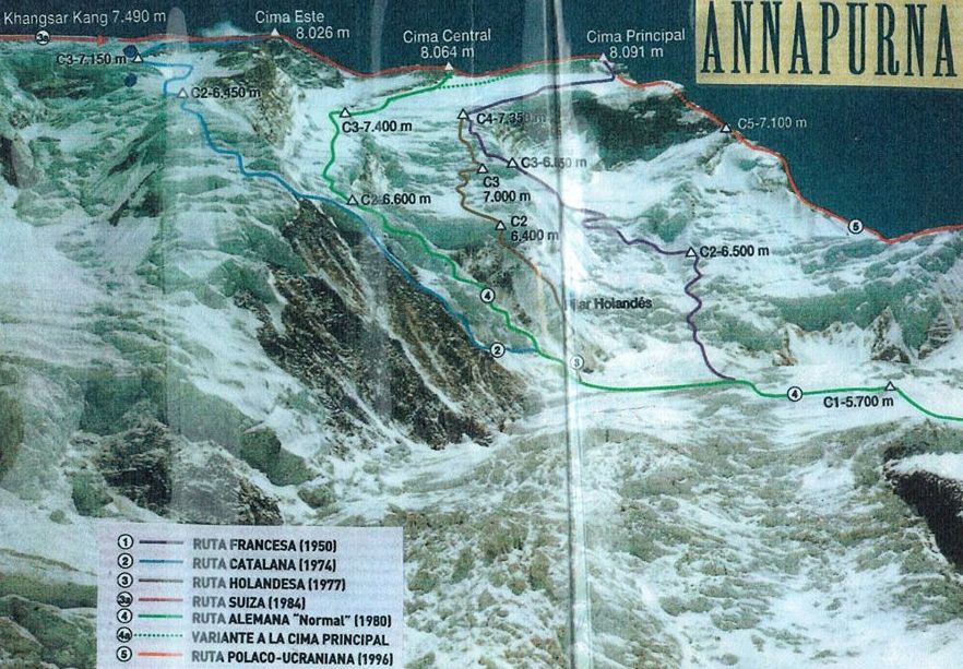 Ascent Routes on Mount Annapurna