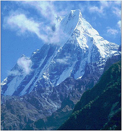 Macchapucchre ( Fishtail Mountain ) from Modi Khola Valley