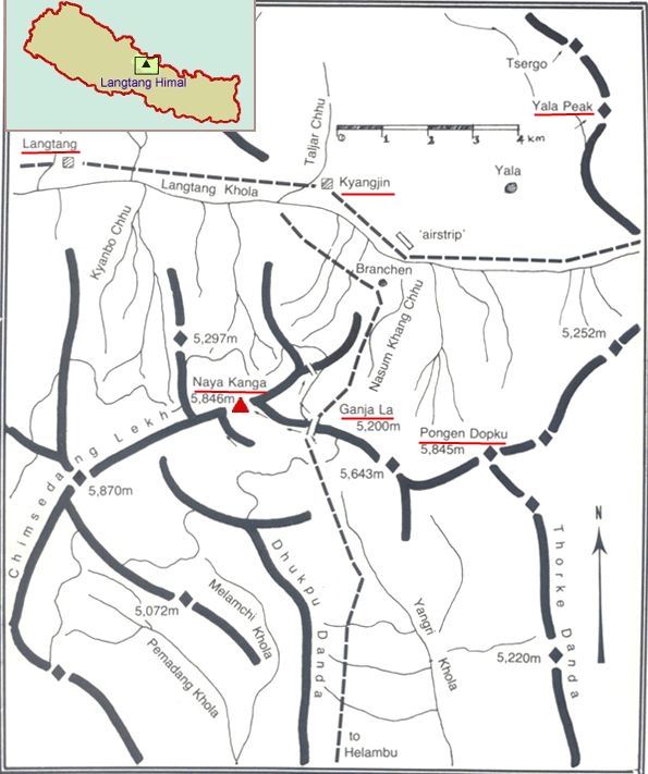 Route Map for Naya Kanga ( Ganja La Chuli ) Trekking Peak