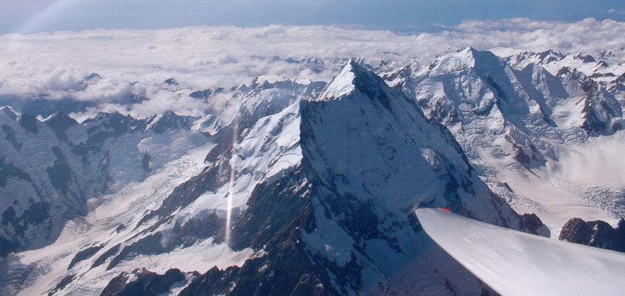 Mt. Cook and Mt. Tasman in the Southern Alps of New Zealand