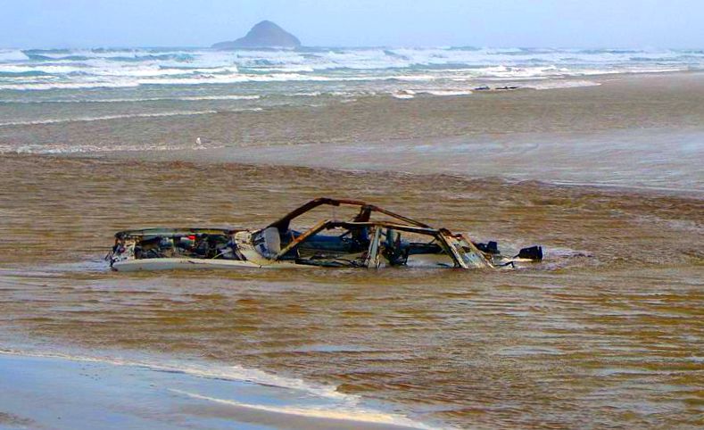 Lost Car on 90 Mile Beach in North Island of New Zealand