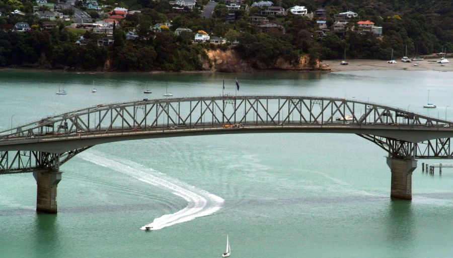 Aukland Harbour Bridge on North Island of New Zealand