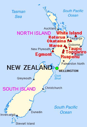 Location Map of Volcanos in New Zealand