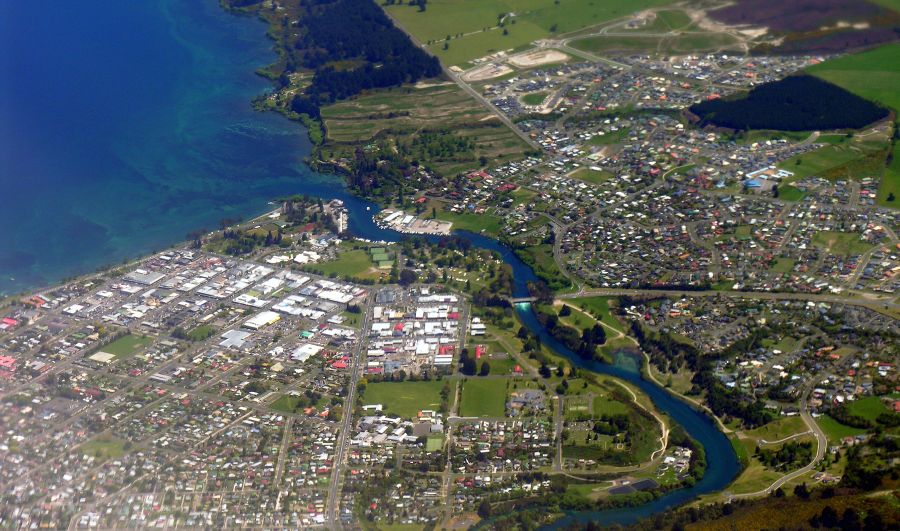Aerial view of Taupo on North Island of New Zealand