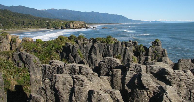 Pancake Rocks on the Tasman Sea coastline of the South Island