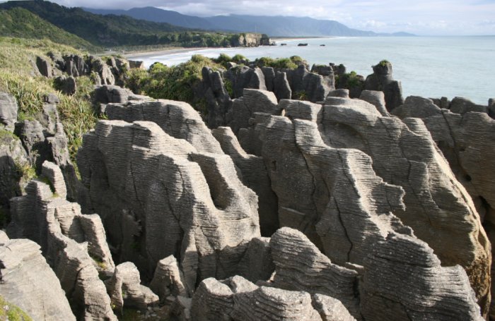Pancake Rocks ( punakaiki ) on the Tasman Sea coastline of the South Island