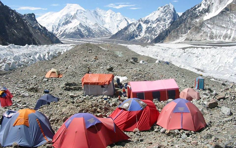 Camp at Concordia in the Karakorum Mountains of Pakistan