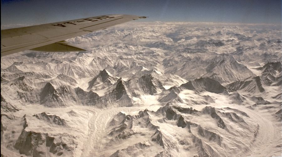 Aerial view of the Karakorum Mountains of Pakistan