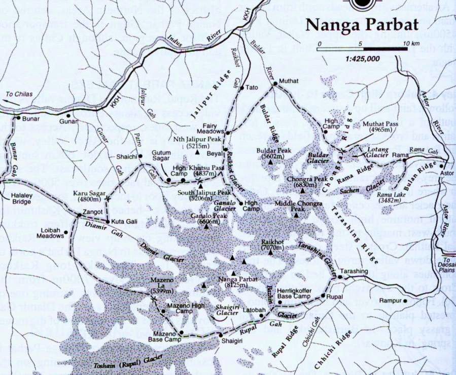 Map of the Nanga Parbat Region of the Pakistan Karakorum