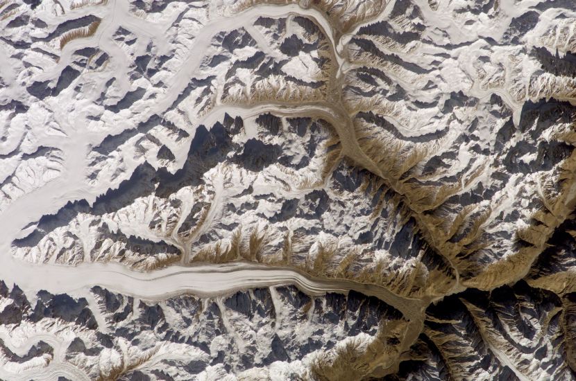 Satellite View of Baintha Brakk / Ogre region of the Karakoram Mountains of Pakistan