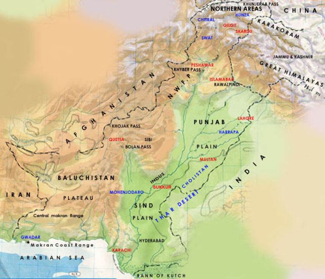 Relief Map of Pakistan