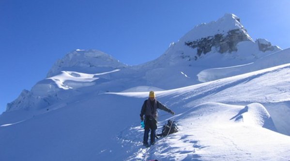 Climbing Vallunaraju, 5550 metres, in the Cordillera Blanca
