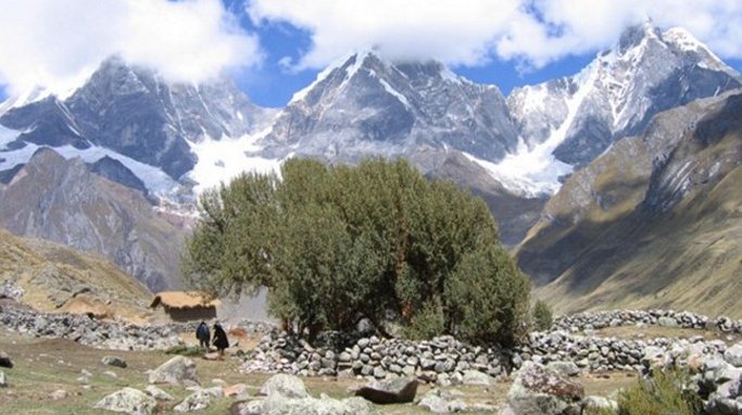 Huayhuash Valley in the Cordillera Huayhuash of the Peru Andes