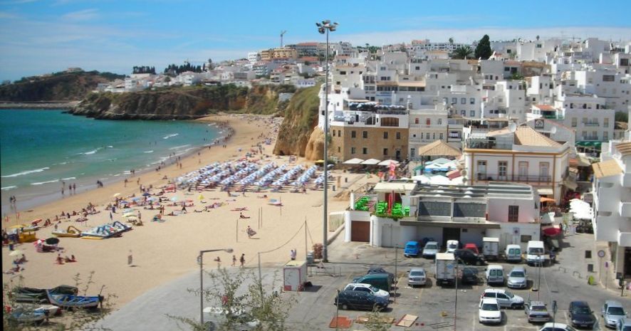 Beach at Albufeira in The Algarve in Southern Portugal