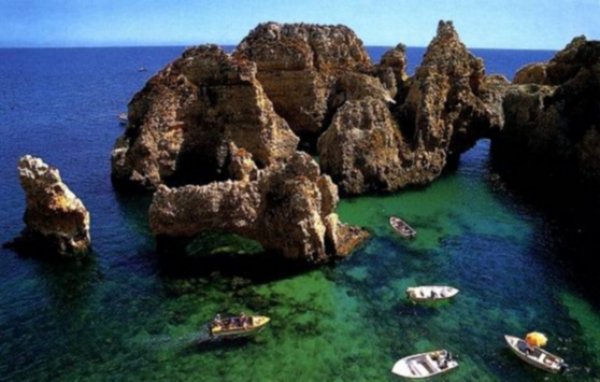 Ponta da Piedada at Lagos in The Algarve in Southern Portugal