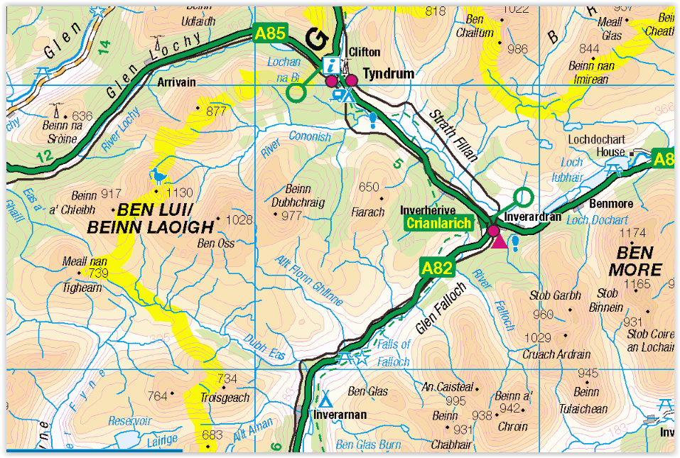Location Map of An Caisteal and Beinn a'Chroin