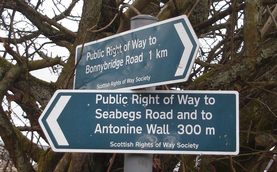 Signpost to Antonine Wall at Seabegs Wood near Bonnybridge