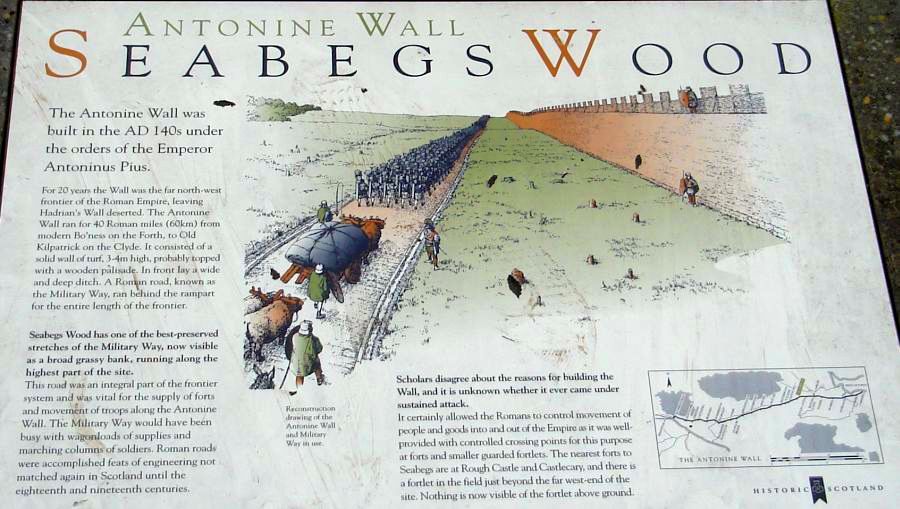 Information Board at Seabegs Wood for Antonine Wall near Bonnybridge