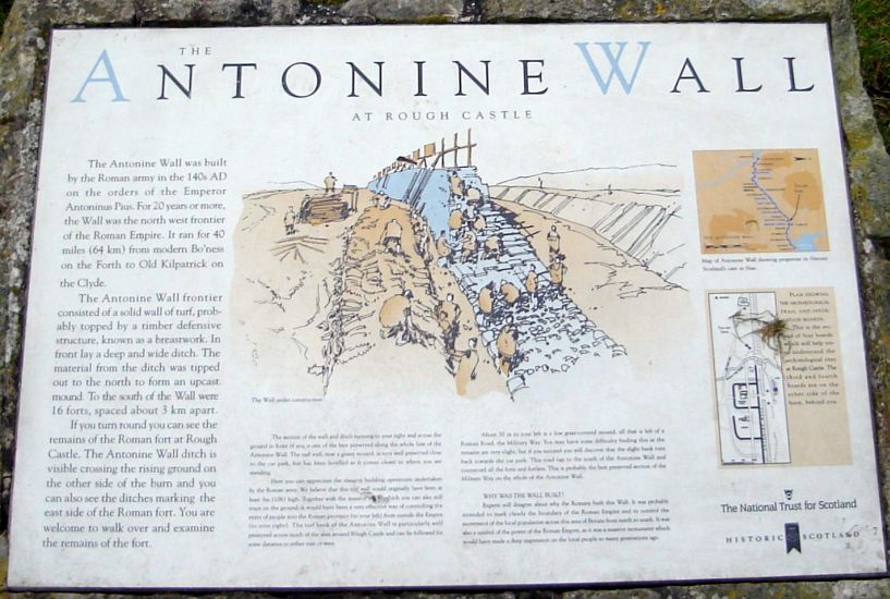 Information Board at Roughcastle Woods for Antonine Wall near Falkirk