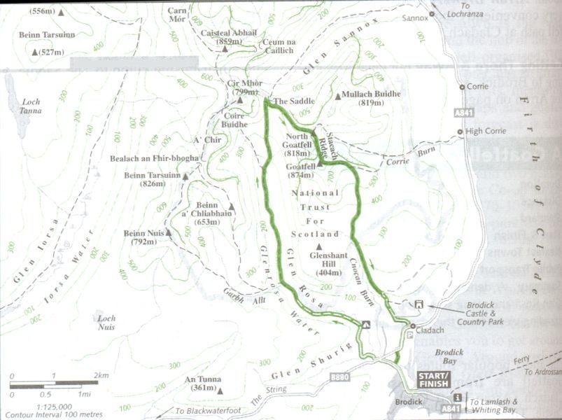 Route Map of the Goatfell Circuit on the Island of Arran