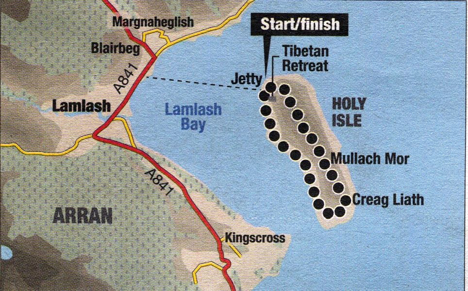 Route Map of Holy Isle Walk