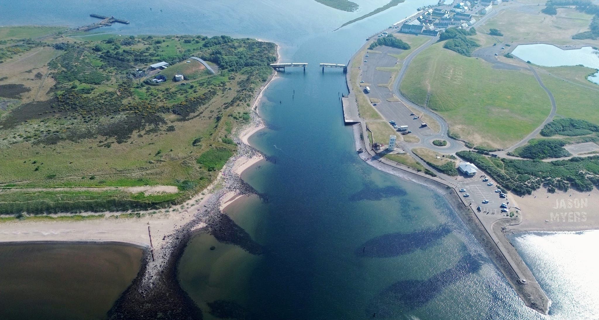 Aerial view of River Irvine at the harbour.