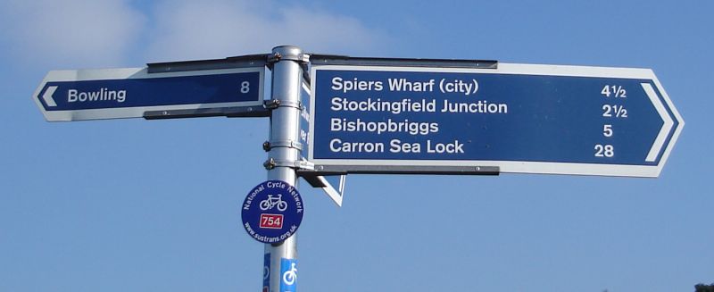 Signpost on Forth and Clyde Canal at Westerton