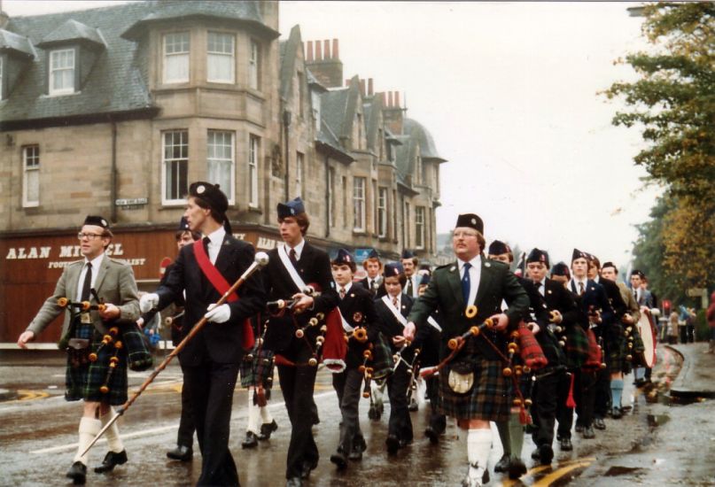 Boys Brigade pipe band at Bearsden Cross