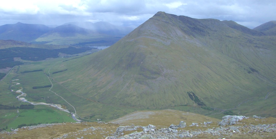 The West Highland Way beneath Ben Dorain from Beinn Odhar