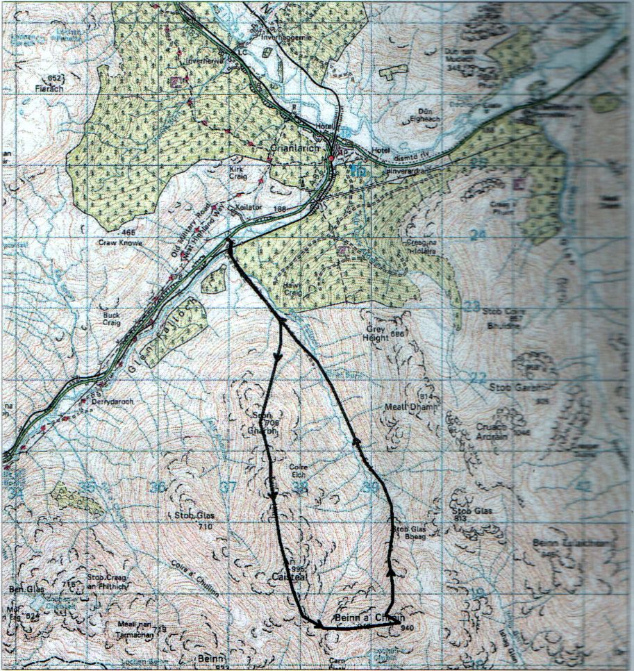 Map for Beinn a'Chroin and An Caisteal