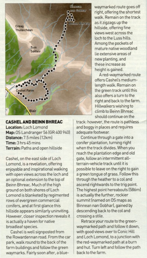 Route Description and Map of Cashel Forest and Beinn Bhreac