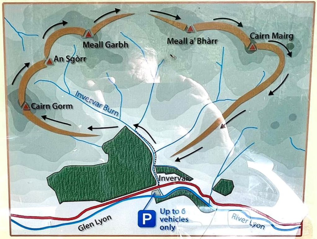 Route Map of Glen Lyon Munros