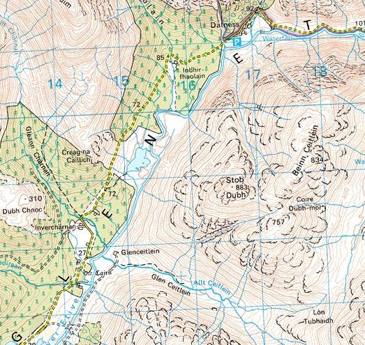 Map of Stob Dubh in Glen Etive
