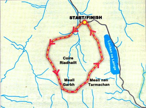 Route Map of Meall nan Tarmachan