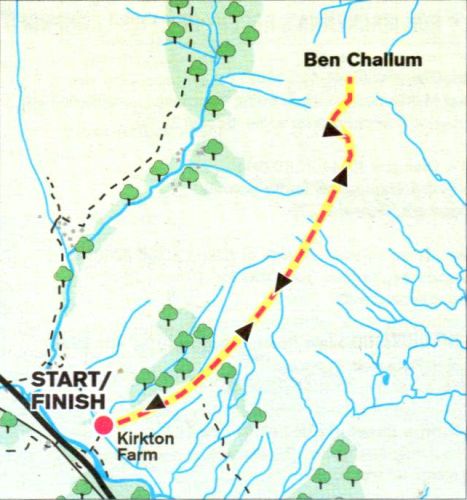Ascent Route Map for Ben Challum