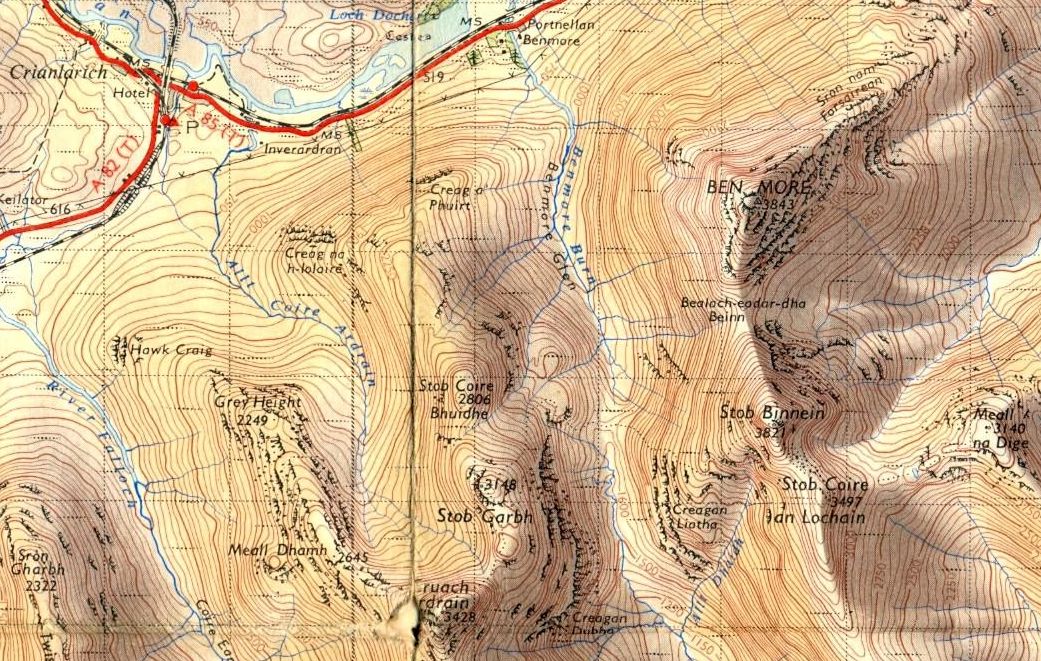 Map for Ben More and Stob Binnein