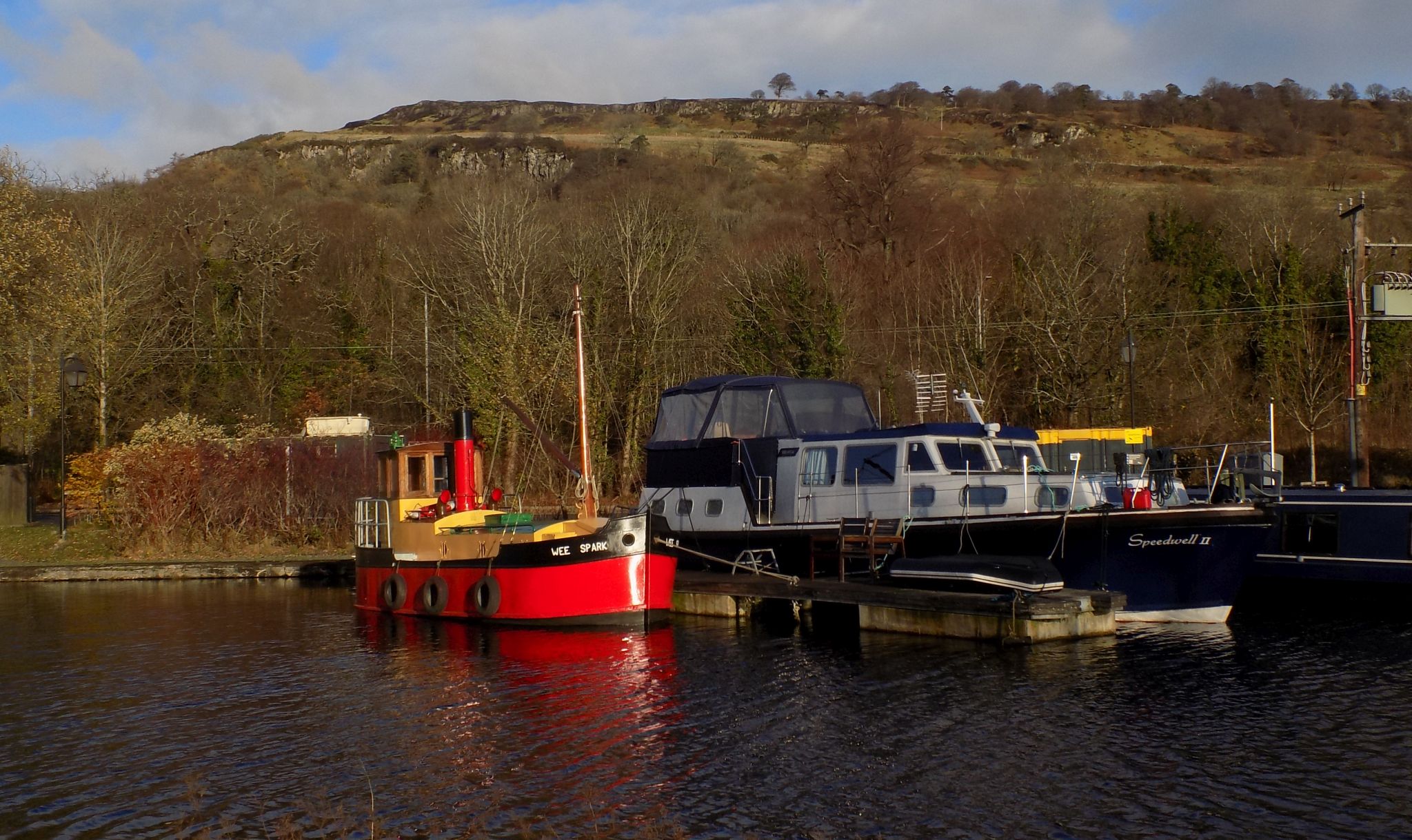 Boats on Forth and Clyde Canal at Bowling Basin
