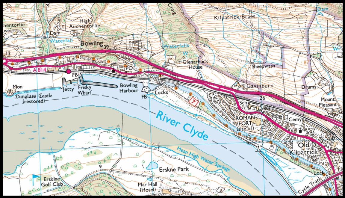 Map of Forth and Clyde Canal at Bowling