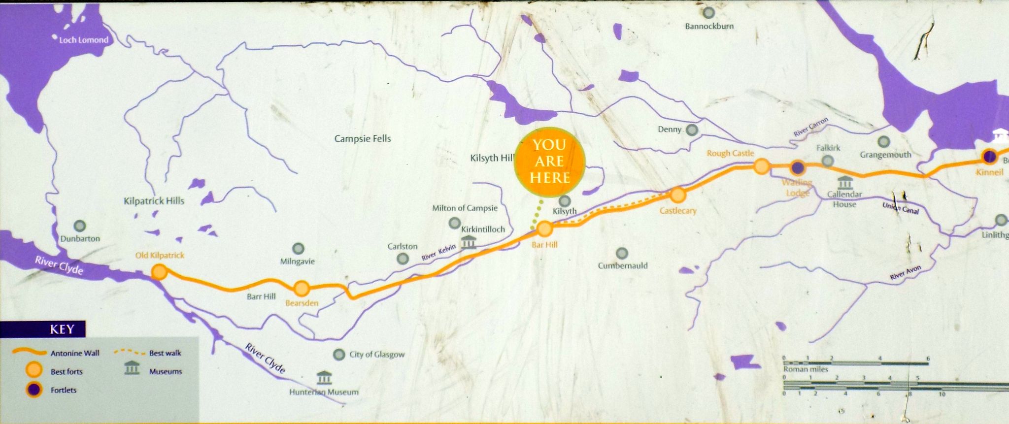 Map of Antonine Wall across Scotland