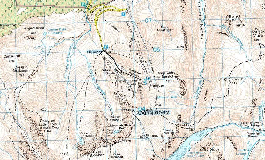 Map of Coire an Sneachda in the Cairngorms Massif