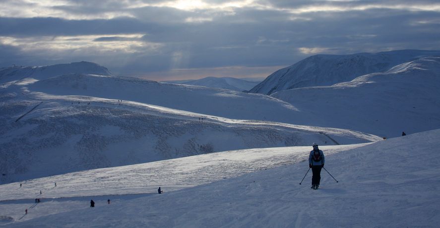 Skiing at Glenshee in the Eastern Highlands of Scotland