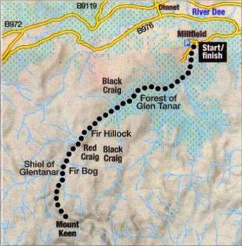 Route Map for Mount Keen